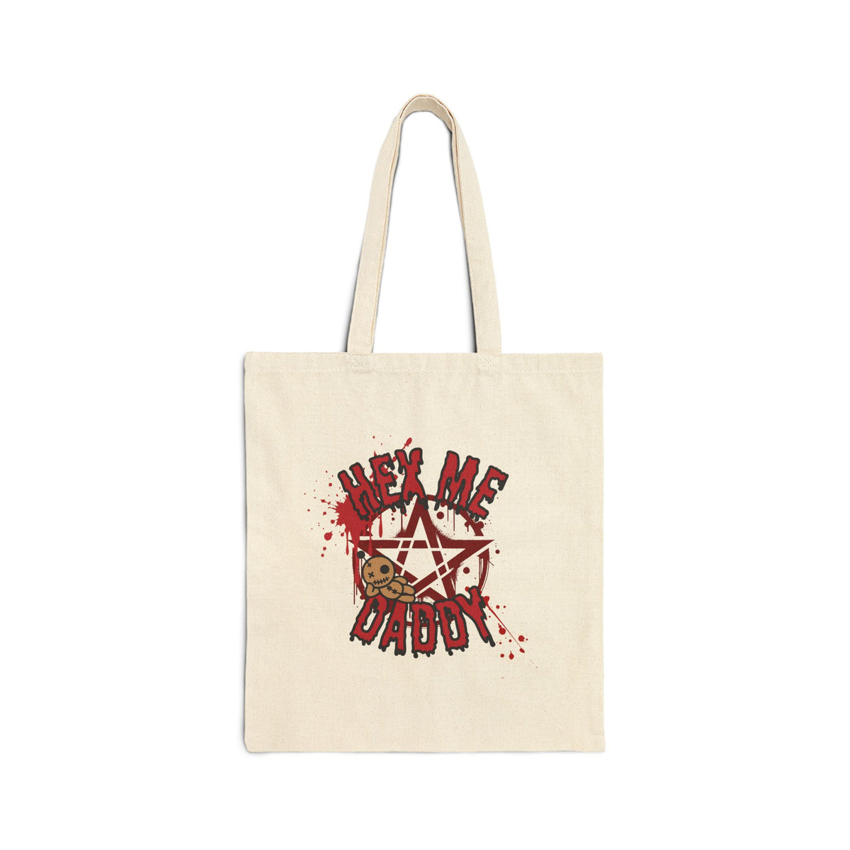 Hex Me Daddy Gothic Pentagram Cotton Canvas Tote Bag