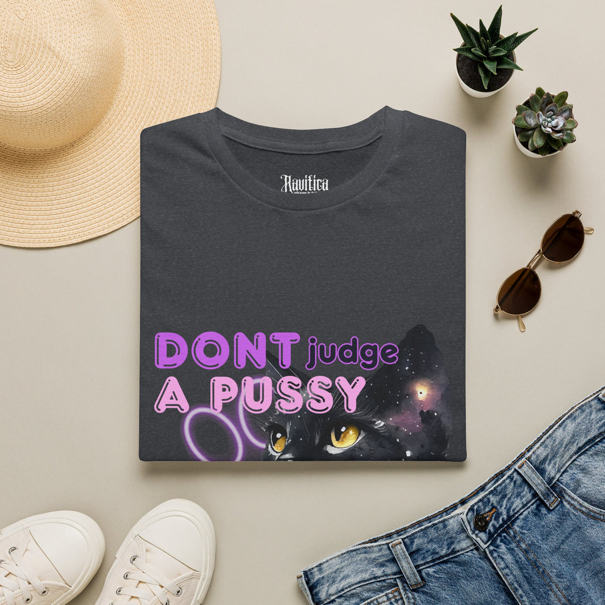 Don't Judge a Pussy Cat T-Shirt — Cute Black Cat Graphic Tee