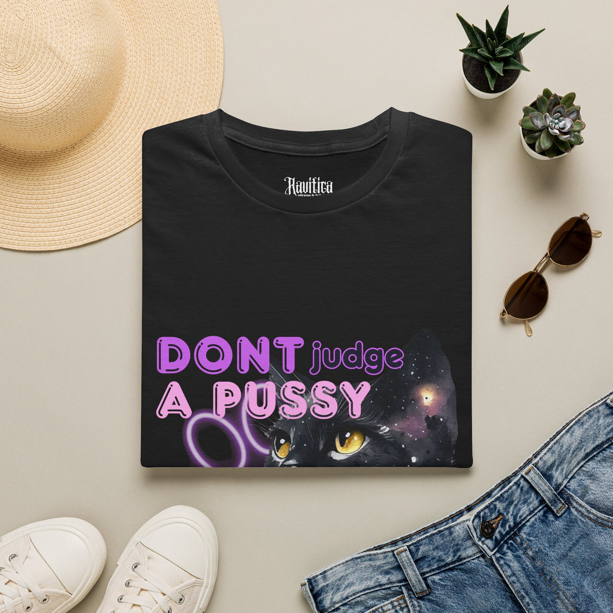 Don't Judge a Pussy Cat T-Shirt — Cute Black Cat Graphic Tee