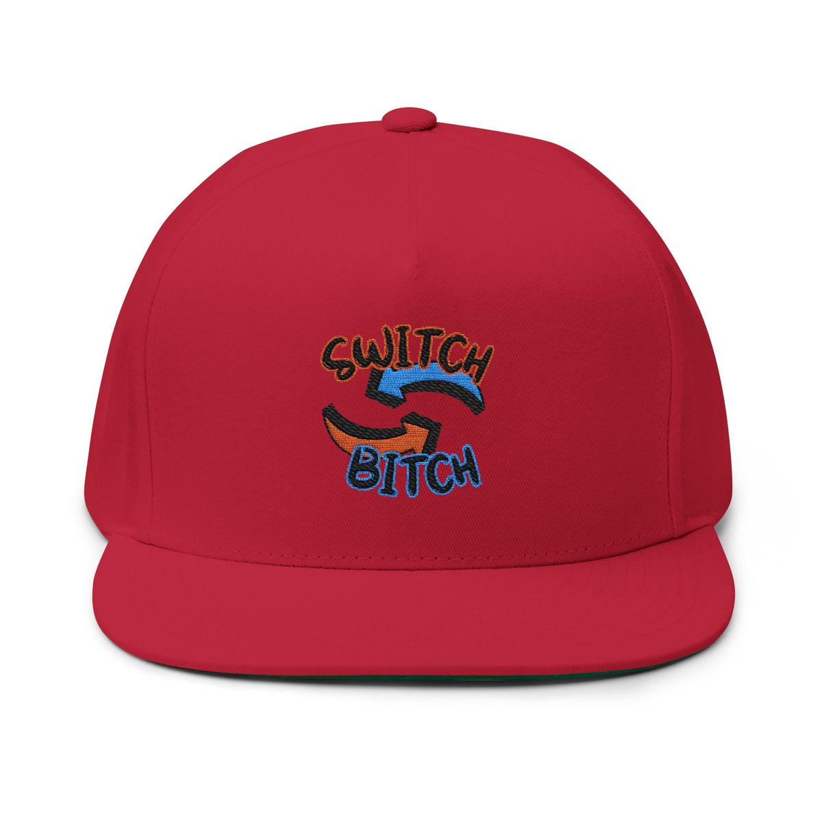 Embroidered 'Switch Bitch' Flat Bill Cap – Bold Reversible Arrow Snapback Hat