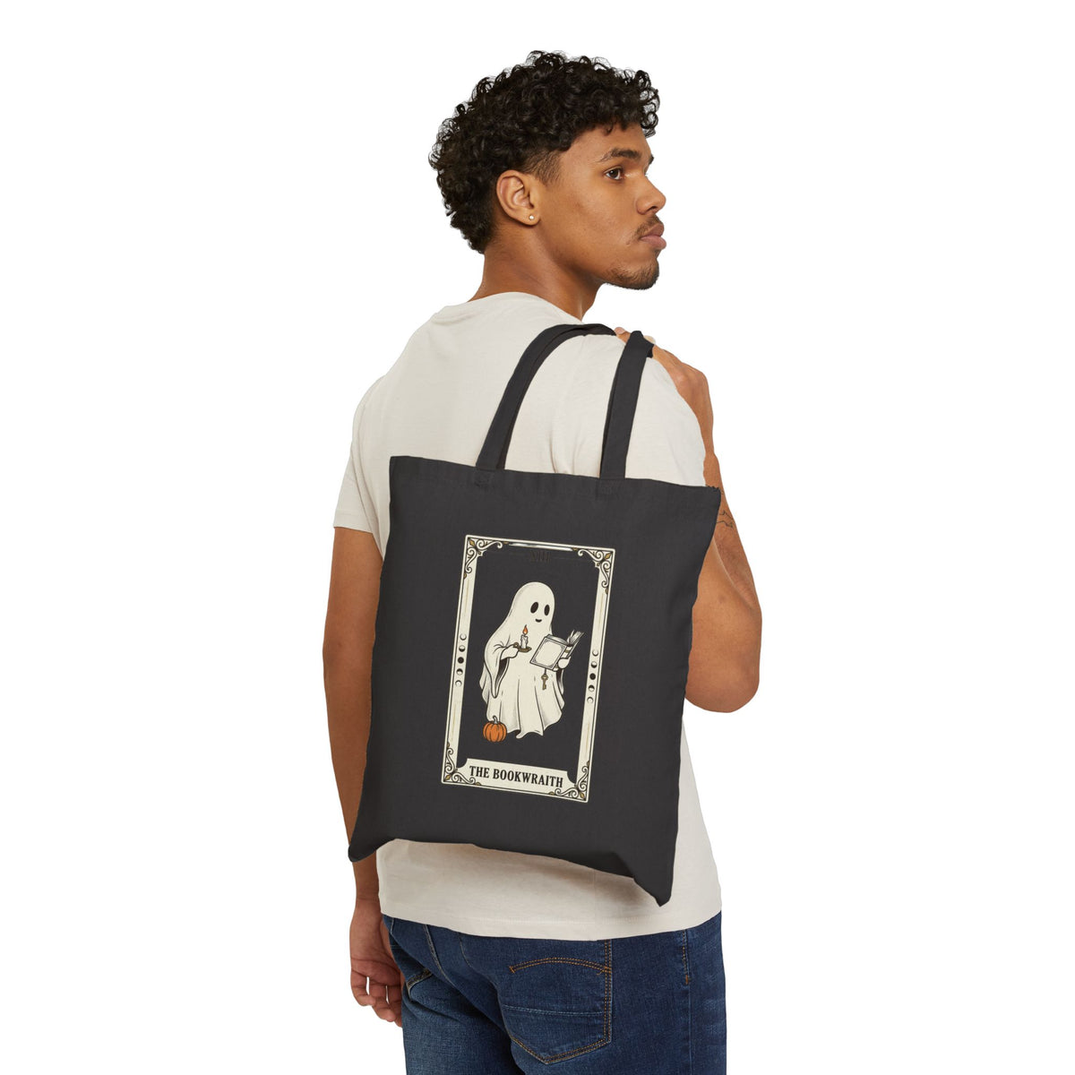 Spooky Reader Ghost Book Tote | Cotton Canvas Tote, Halloween Bookish