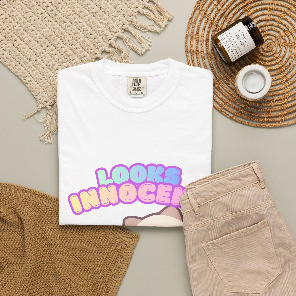 Looks Innocent Cute Cat T-Shirt — Kawaii Kitten Graphic Tee