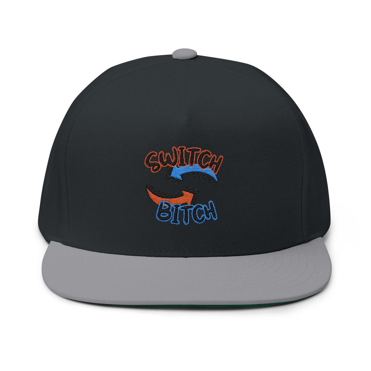 Embroidered 'Switch Bitch' Flat Bill Cap – Bold Reversible Arrow Snapback Hat