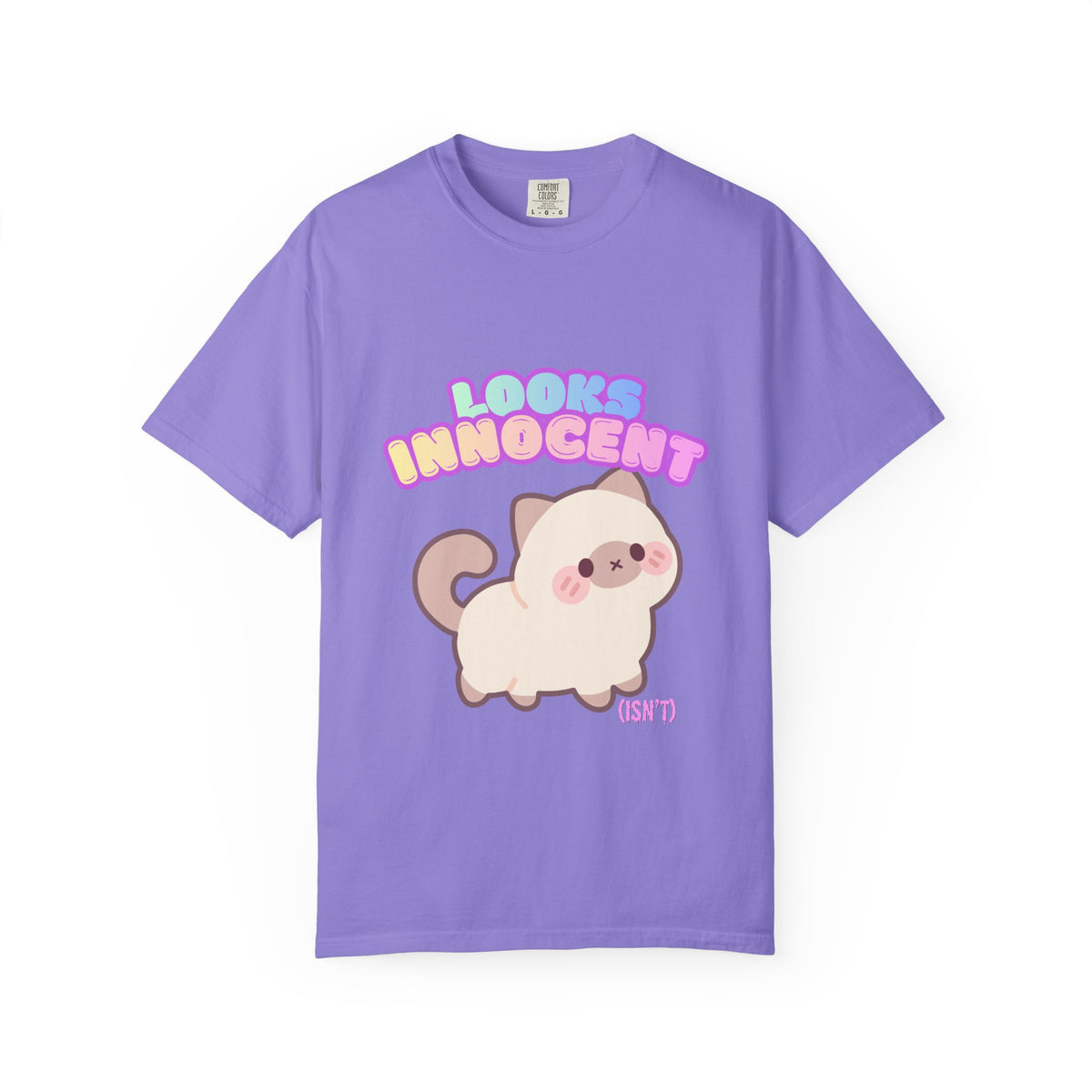 Looks Innocent Cute Cat T-Shirt — Kawaii Kitten Graphic Tee