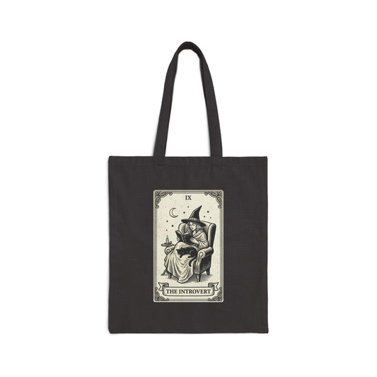 The Introvert Witch Tote | witchy humor, tarot art cotton canvas tote