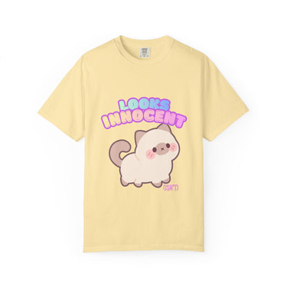 Looks Innocent Cute Cat T-Shirt — Kawaii Kitten Graphic Tee