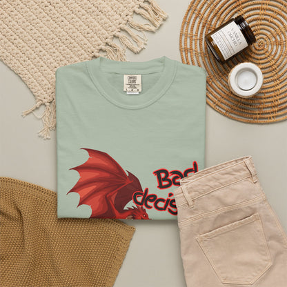 T-Shirt — "Bad Decisions Build Character" Dragon DnD Humor Tee