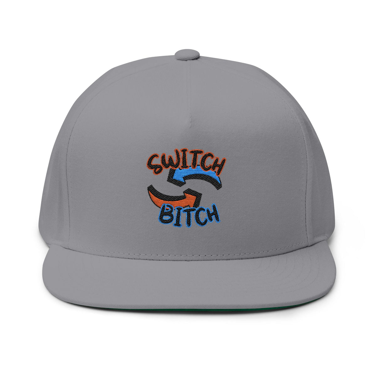 Embroidered 'Switch Bitch' Flat Bill Cap – Bold Reversible Arrow Snapback Hat