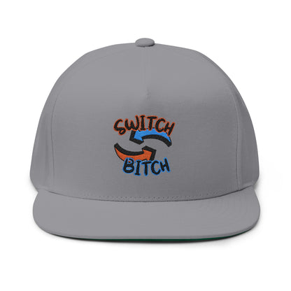 Embroidered 'Switch Bitch' Flat Bill Cap – Bold Reversible Arrow Snapback Hat