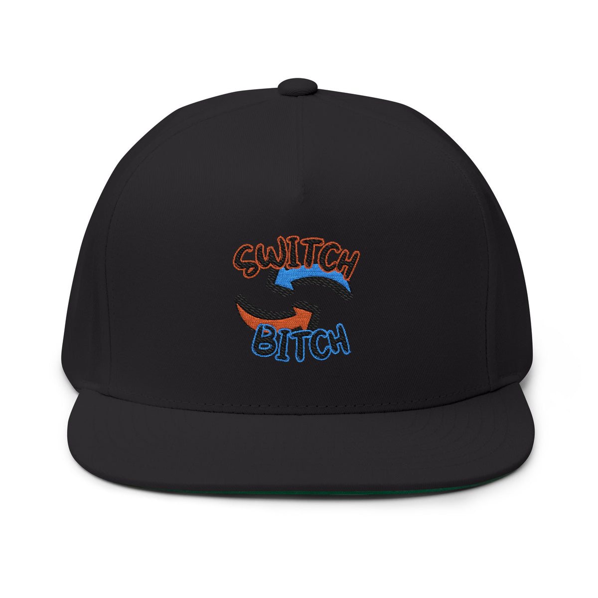 Embroidered 'Switch Bitch' Flat Bill Cap – Bold Reversible Arrow Snapback Hat