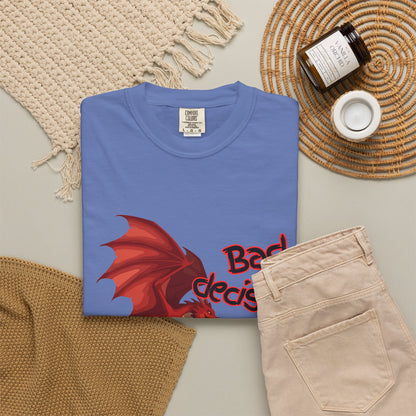T-Shirt — "Bad Decisions Build Character" Dragon DnD Humor Tee