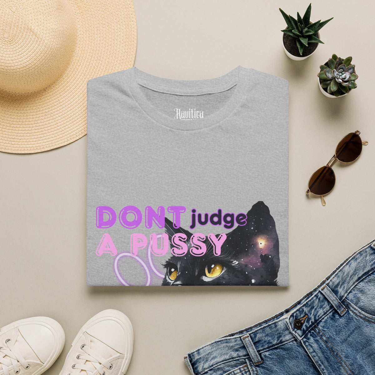 Don't Judge a Pussy Cat T-Shirt — Cute Black Cat Graphic Tee