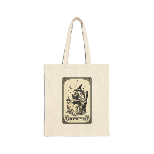 The Introvert Witch Tote | witchy humor, tarot art cotton canvas tote