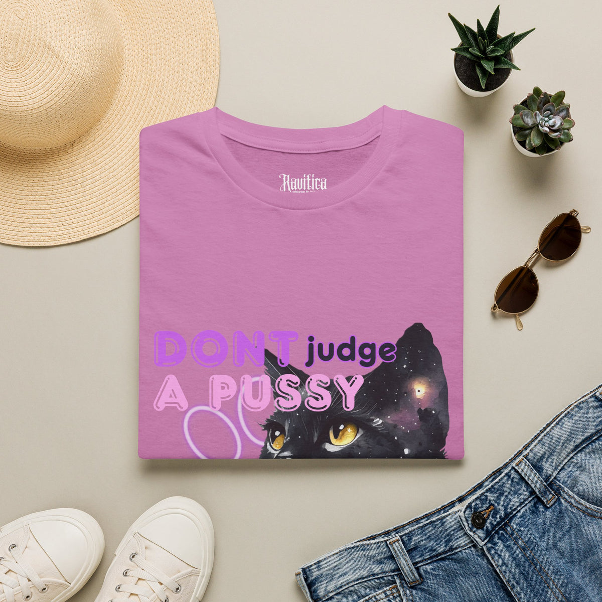 Don't Judge a Pussy Cat T-Shirt — Cute Black Cat Graphic Tee
