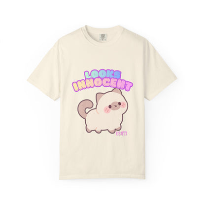 Looks Innocent Cute Cat T-Shirt — Kawaii Kitten Graphic Tee