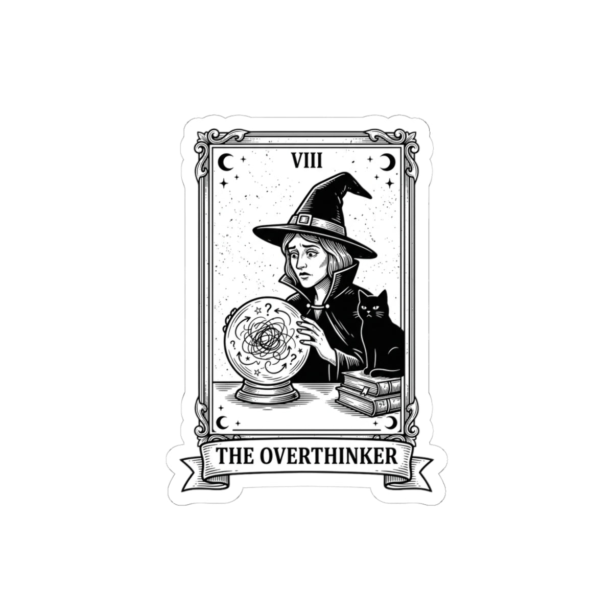 The Overthinker Witch Tarot Sticker | Witchy Humor, Occult Aesthetic