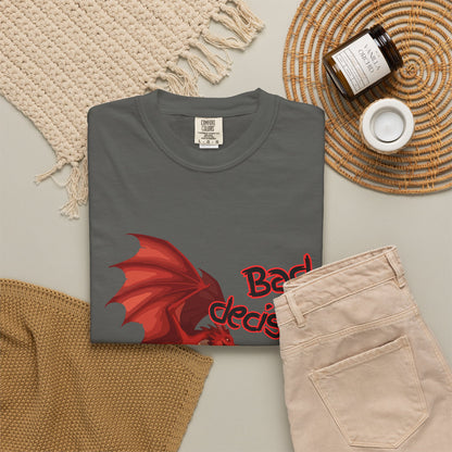 T-Shirt — "Bad Decisions Build Character" Dragon DnD Humor Tee