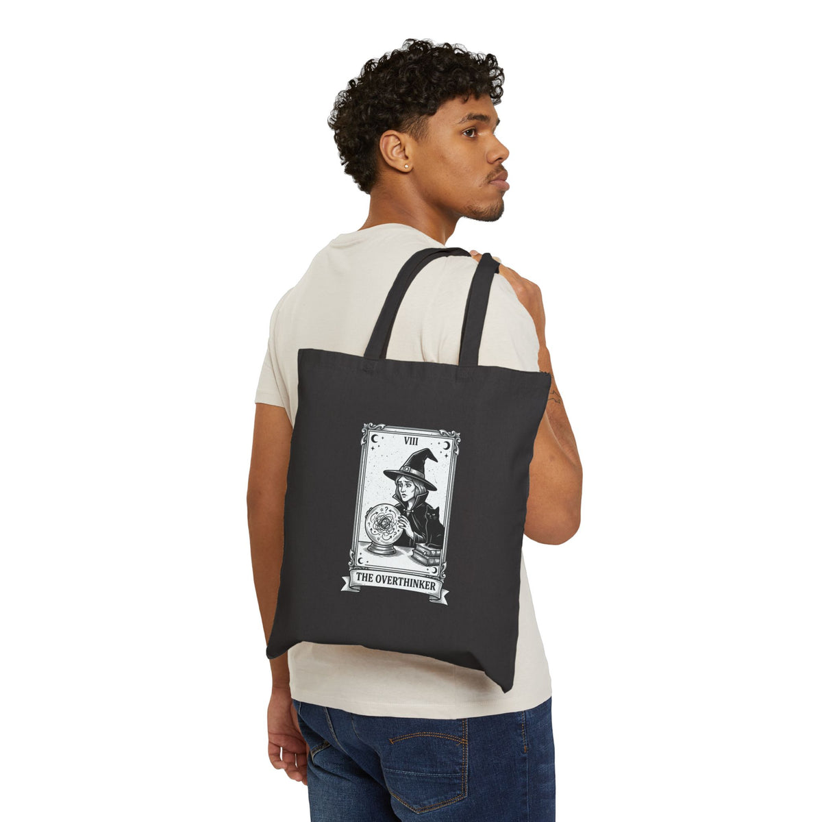 The Overthinker Witch Illustration Tote | Witchy Humor, Tarot Style