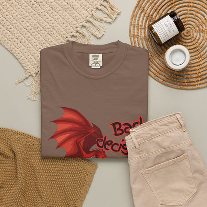 T-Shirt — "Bad Decisions Build Character" Dragon DnD Humor Tee