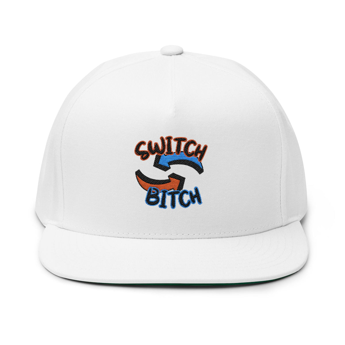 Embroidered 'Switch Bitch' Flat Bill Cap – Bold Reversible Arrow Snapback Hat