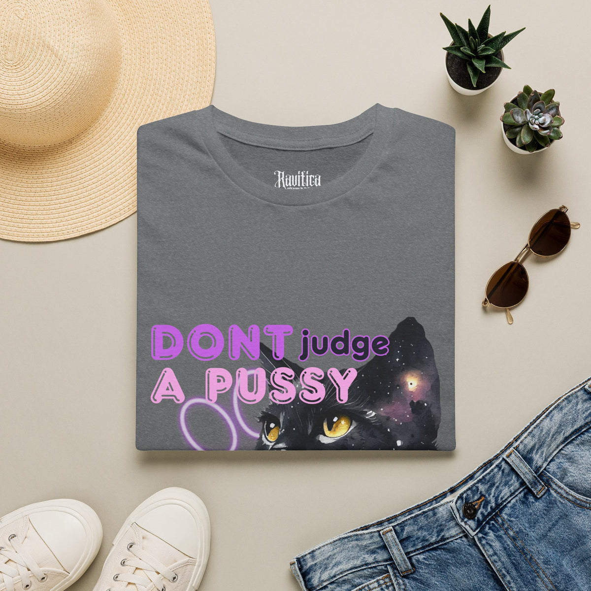 Don't Judge a Pussy Cat T-Shirt — Cute Black Cat Graphic Tee