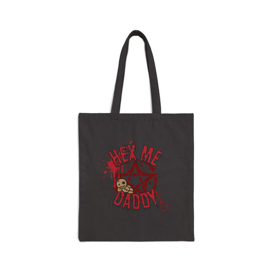 Hex Me Daddy Gothic Pentagram Cotton Canvas Tote Bag
