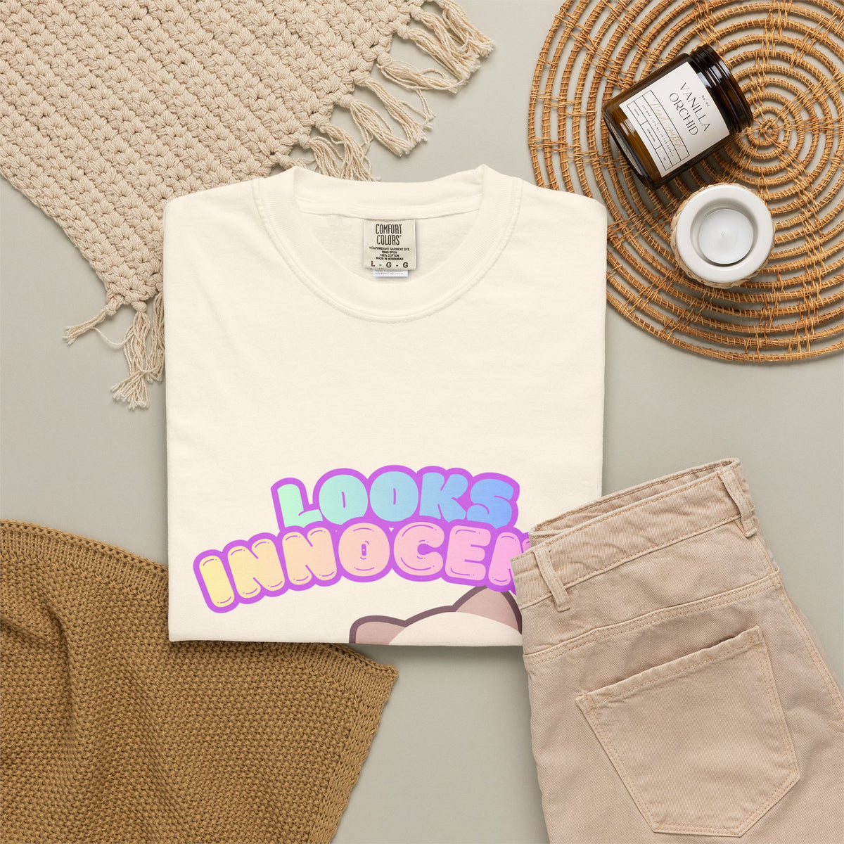 Looks Innocent Cute Cat T-Shirt — Kawaii Kitten Graphic Tee