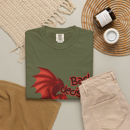 T-Shirt — "Bad Decisions Build Character" Dragon DnD Humor Tee