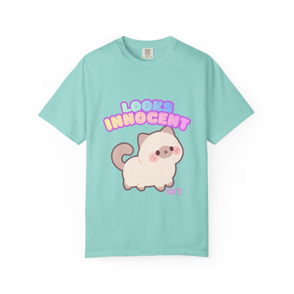 Looks Innocent Cute Cat T-Shirt — Kawaii Kitten Graphic Tee