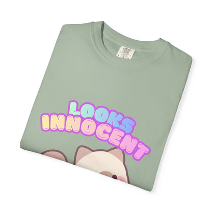 Looks Innocent Cute Cat T-Shirt — Kawaii Kitten Graphic Tee