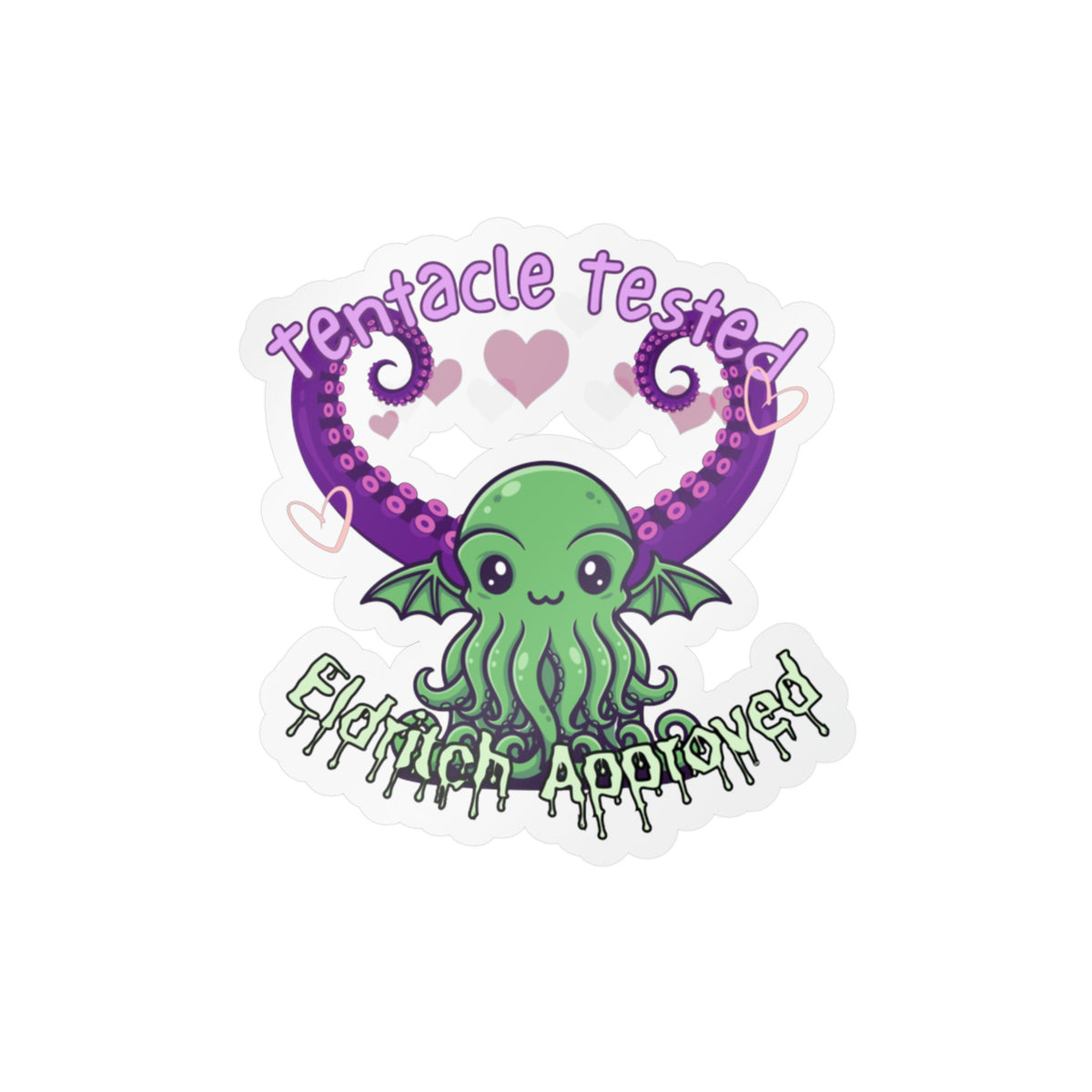Kawaii Cthulhu Vinyl Sticker — "Tentacle Tested, Eldritch Approved" Kiss-Cut Decal