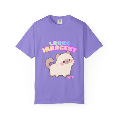 Looks Innocent Cute Cat T-Shirt — Kawaii Kitten Graphic Tee