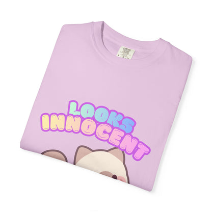 Looks Innocent Cute Cat T-Shirt — Kawaii Kitten Graphic Tee