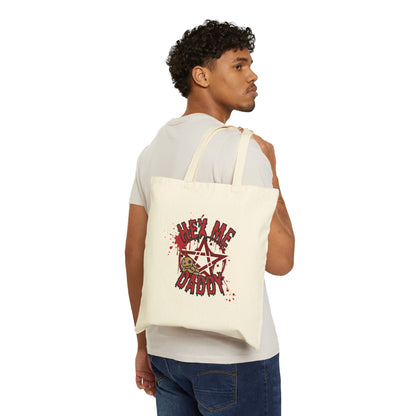 Hex Me Daddy Gothic Pentagram Cotton Canvas Tote Bag