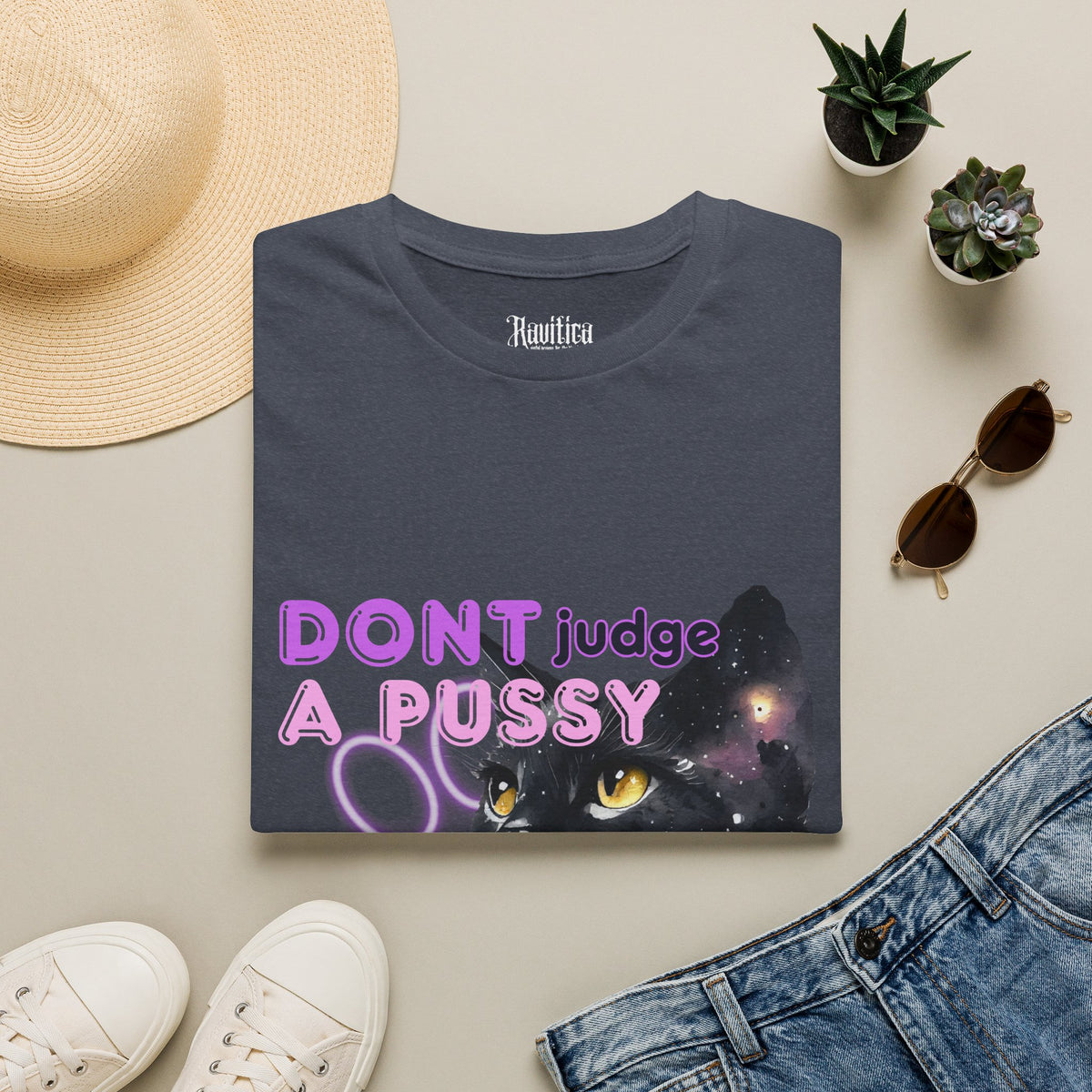 Don't Judge a Pussy Cat T-Shirt — Cute Black Cat Graphic Tee